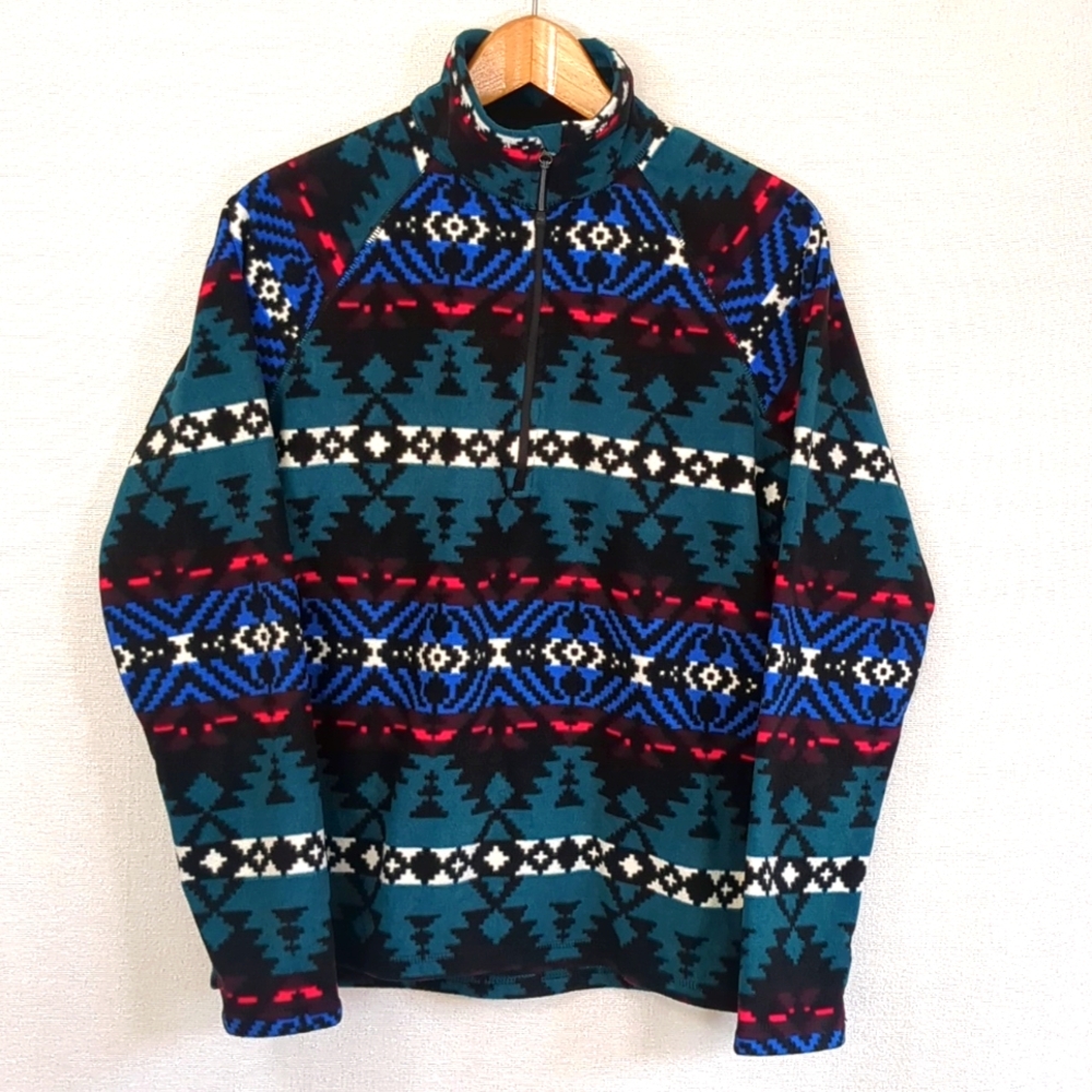Eddie Bauer Women's Aztec 1/4 Zip Micro Fleece Lightweight Pullover Size Medium